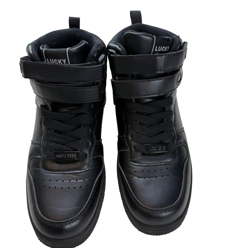 Lucky Step‎ Mens High Top Sneakers Black Air Cooled Strap Athletic Shoes Size 9